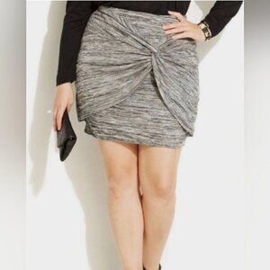 3/$20 JUNAROSE Twist Front Layered Knit Skirt Above Knee Space Dye Bodycon